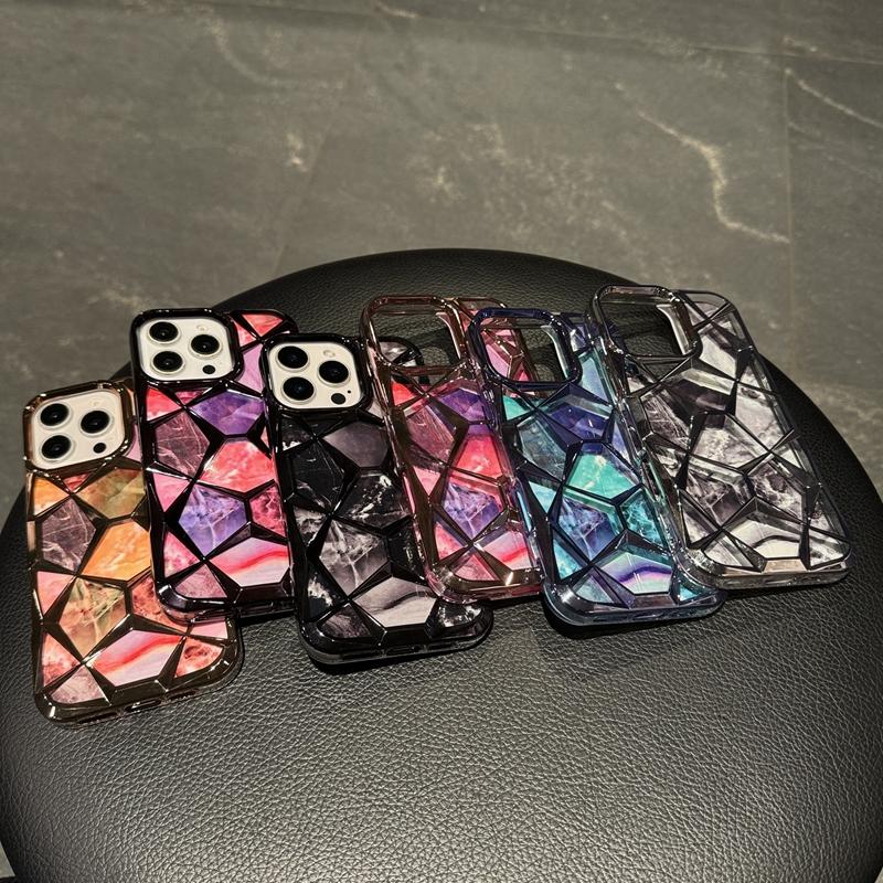 Color Glitter Marble Pattern Laser Phone Case For iPhone 11 12 13 14 15 16 Pro Max Plus Shockproof Bumper Cover