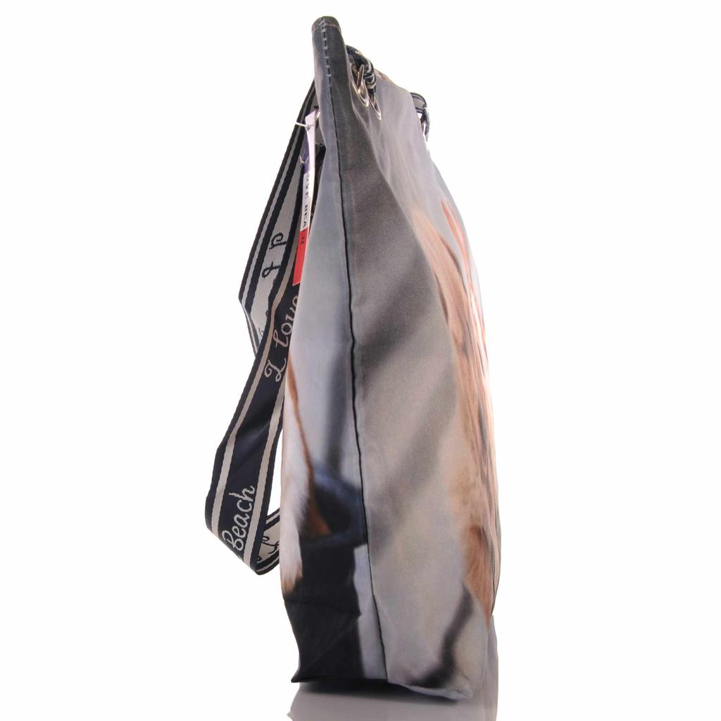 Strandtasche mit Hund und Kaninchen Motiv