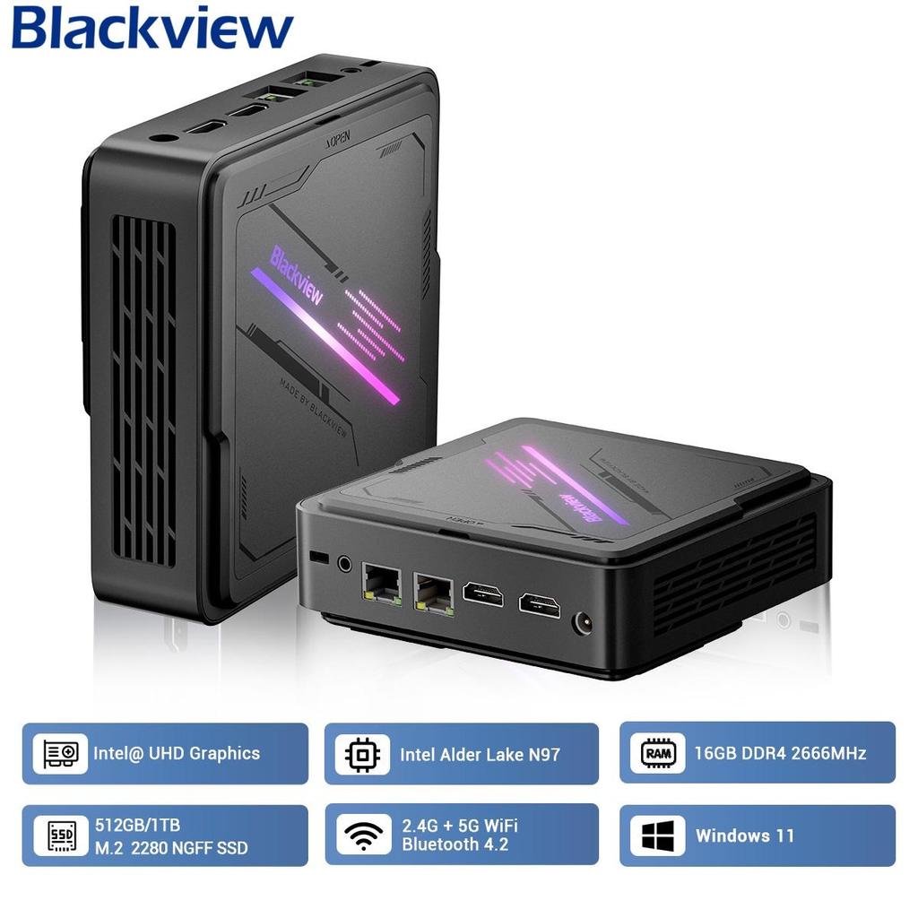 Blackview MP90 Mini-PC Intel Alder Lake N97 6GB RAM 512GB/1TB SSD Leiser Betrieb 39dB Windows 11 Pro
