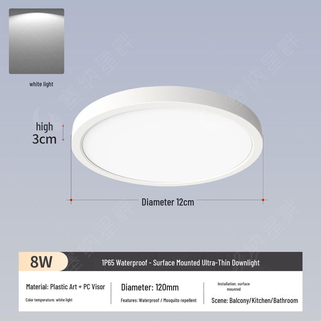 Waterproof LED Ceiling Light for Kitchen, Bathroom, and Outdoor Areas