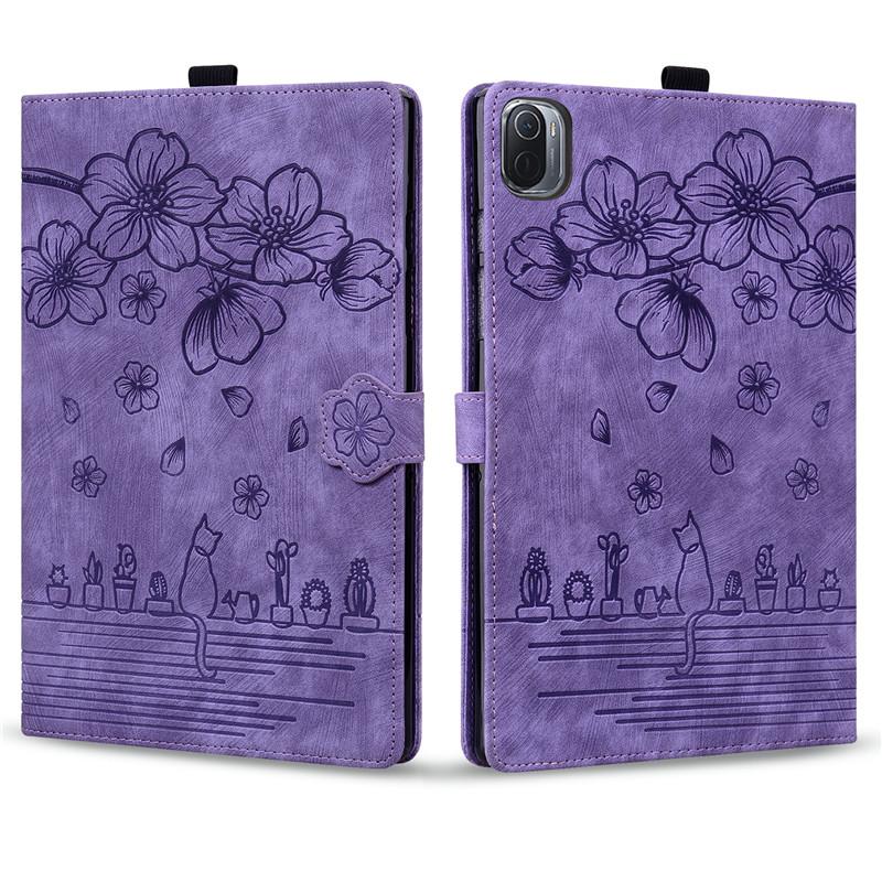 Capa para Tablet Para Xiaomi Pad 5 Pro Case 11 Polegadas Flor em Relevo 3D Suporte Carteira Capa para Tablet Para Xiaomi Mi Pad 5 Case Para Mipad 5 Pro Capa