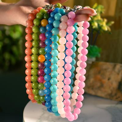12mm Colorful Natural Stone Beaded Necklace for Women Boho Round Crystal Handmade Collar Jewelry Summer Gift Accessories