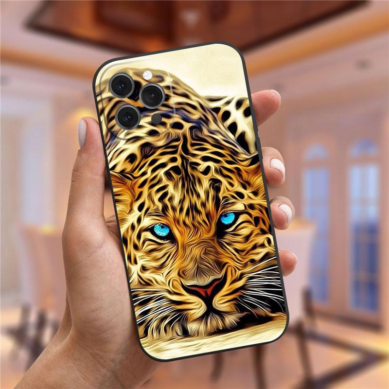 Hayvan Aslan Kurt Kaplan leopar Yumuşak Silikon Kılıf iPhone 11 12 13 Pro XS Max XR XS 7 Plus 8 Plus 6 6s SE 2020 12 Mini Kılıf