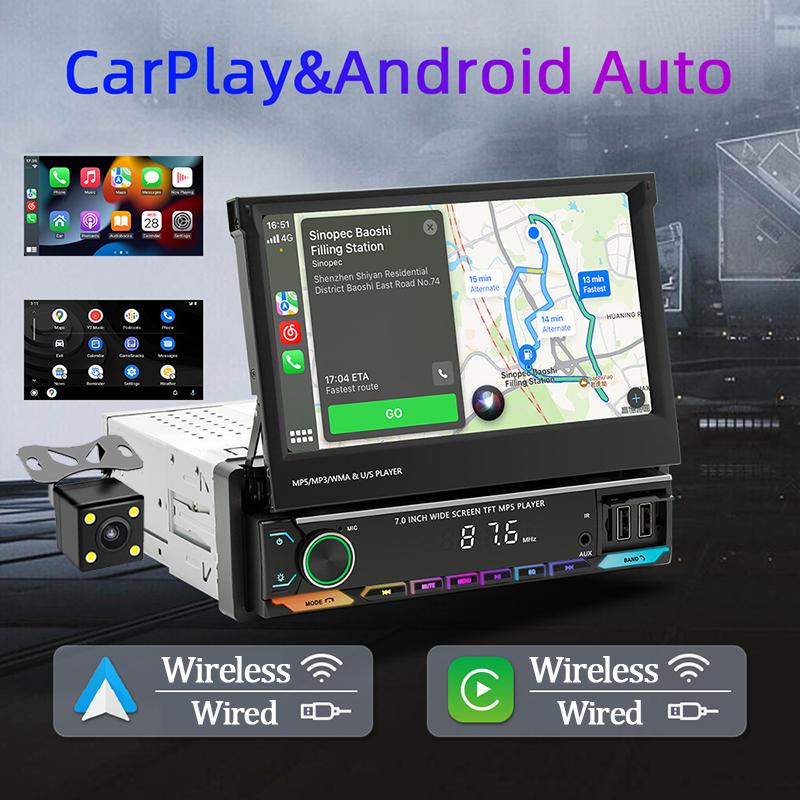 7 Inch Multimedia Car radio Car Navigation Wireless Carplay Android Auto For Retractable Touch Screen Car intelligent syste