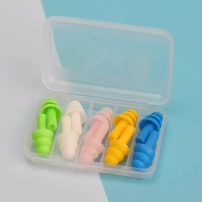 Earplugs for a Better Mimisen Earplugs In 5 Colors Perfect for Blocking Out Noise Sleep, [5 Pairs] [Stable Fit!] (Mixed Colors)