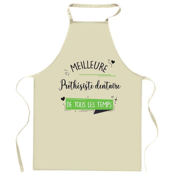 Tablier de cuisine - Planetee (Prothésiste Dentaire) - Impression Bretonne - Coton épais - Liens réglables