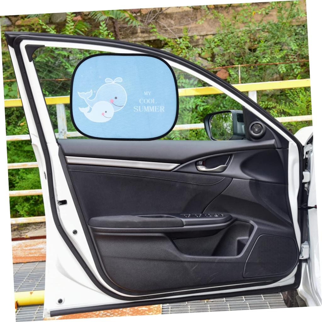 Vaguelly 2pcs Kids Car Sun Shade Cartoon Design Sun Shade Cut