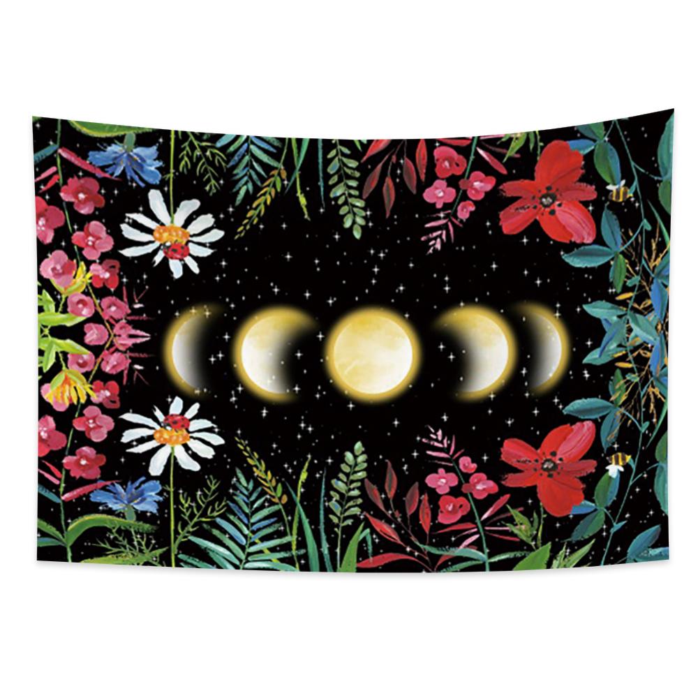 Tarot Faza Lunii Tapiserie cu flori Fluture Craniu Agățat pe perete Decor scenă psihedelică Decorare vrăjitorie Decorare cameră