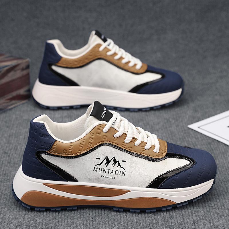 Spring New Shoes for Men Sneaker Leather Casual Sport Shoes Street Trend Flat Athletic Shoes