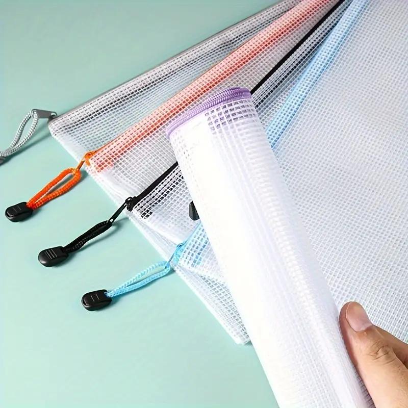 Multipurpose Student Supplies PVC Mesh Pouch Clear Mesh Stationery Organizer Smooth Zipper File Document Bag