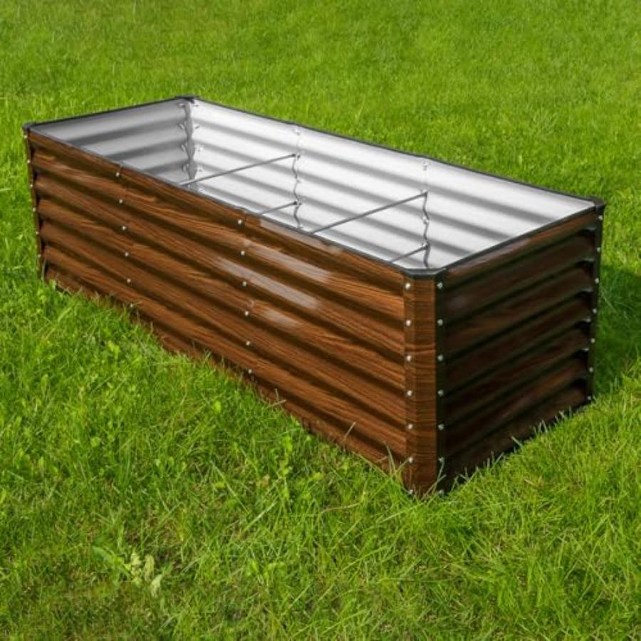 6x2x2FT Galvanized Raised Garden Bed Kit Metal Planter Box for Planting Plants Vegetables Brown Durable Rust-Resistant Outdoor