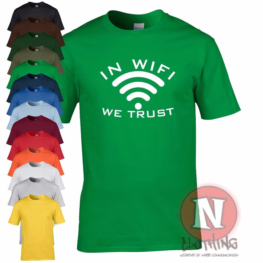 En WiFi Confiamos Camiseta Divertida Geek Nerd Hipster Tecnología Teléfono Móvil