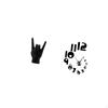 Rock Hand Gesture Sculpture with Creative Finger Art And Stylish Arabic Numbers Wall Clock for