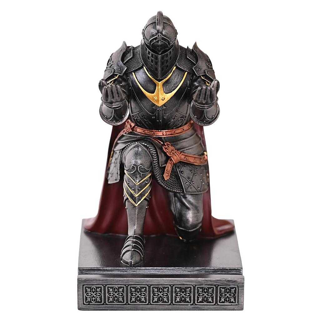 HDMbigmi King's Guard Leader Cloak Warrior Knight Pen Holder Cell Phone Stand, Ornament Knight Statue, Pen Stand Paperweight for Office or Home (Iron)