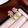 French retro drip diamond flower silver needle earrings Internet celebrity ins earrings