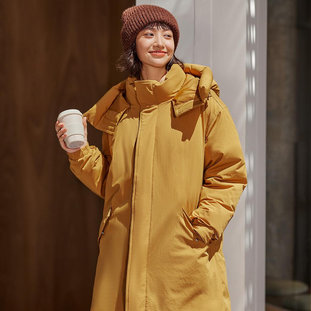 Li-Ning Hot Pot Down Series Water-Resistant Self-Adjusting Temperature Hooded 600 Fill Power Extreme Cold Outdoor Long Winter Down Jacket AYMU661-5