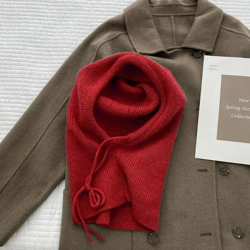 Șapci tricotate cu glugă Pălării cu balaclava de iarnă pentru femei în stil coreean Încălzitor în aer liber Pălării cu șnur, guler dintr-o singură bucată, șapcă șapcă