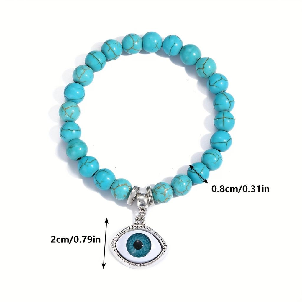 Bohemian Ethnic Style Turquoise Stretch Bracelet, Fashion Turquoise Jewelry