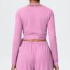 European Fashion Nude Feel Long Sleeve Bandage Yoga Suit for Women