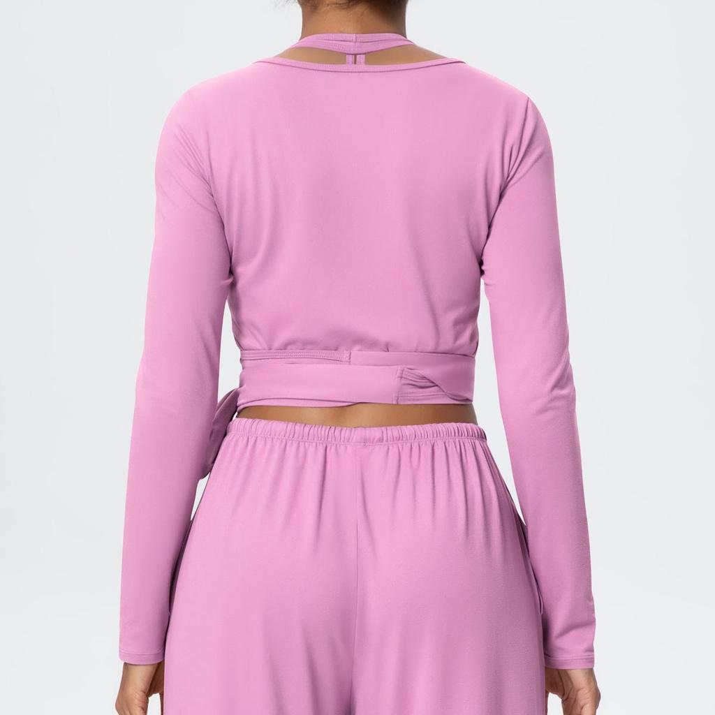 European Fashion Nude Feel Long Sleeve Bandage Yoga Suit for Women