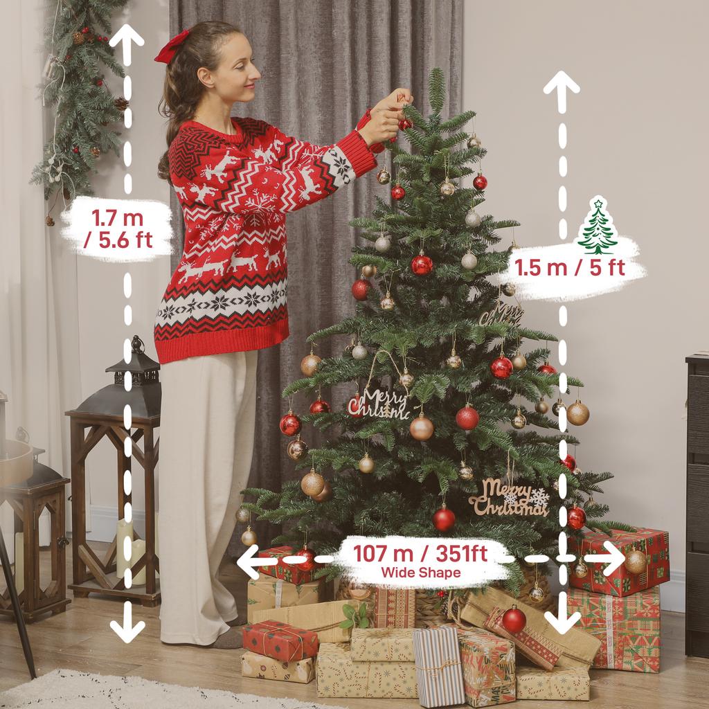 5ft Artificial Christmas Tree with Realistic Branches, Easy Assembly - Green