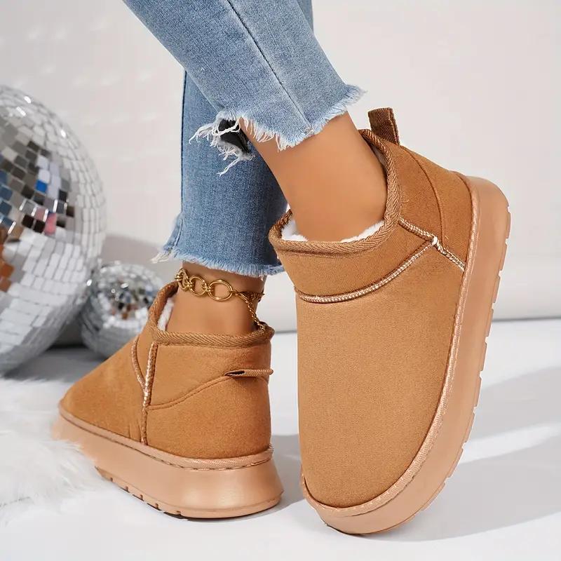 Women'S Slip-On House Shoes - Soft Plush Indoor/Outdoor Winter Boots with Non-Slip EVA Sole, Cushioned Warm Lining