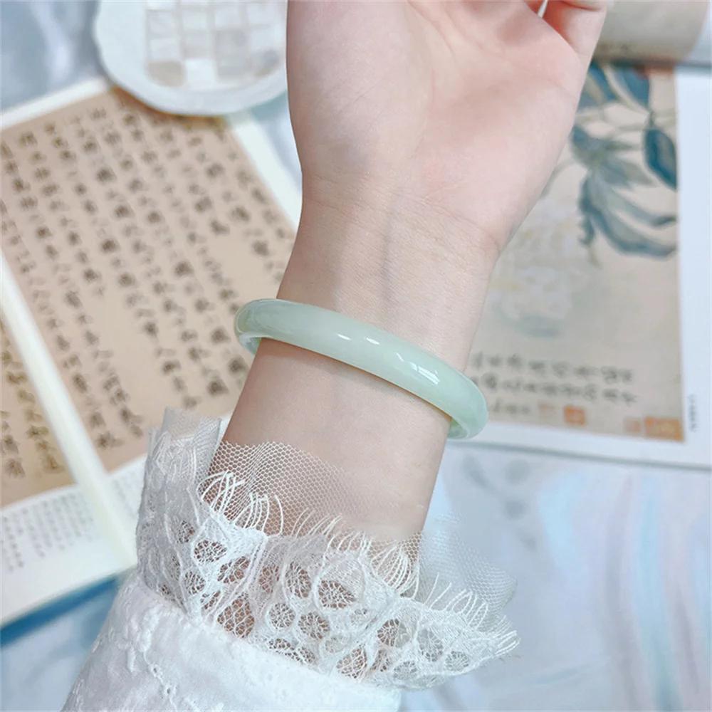 Green White Bracelet Elegant Gift Chinese Temperament Minimalist Popular Retro Charm Ink Round Bracelet Daily Simple Jewelry