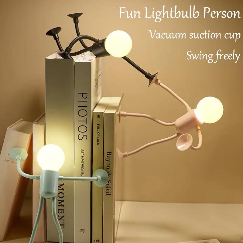 Changeable Shape Funny Sportsman Night Light Versatile Mini Lamp Button Battery Desk LampLed Small Night Light Decoration Vacuum Adsorption