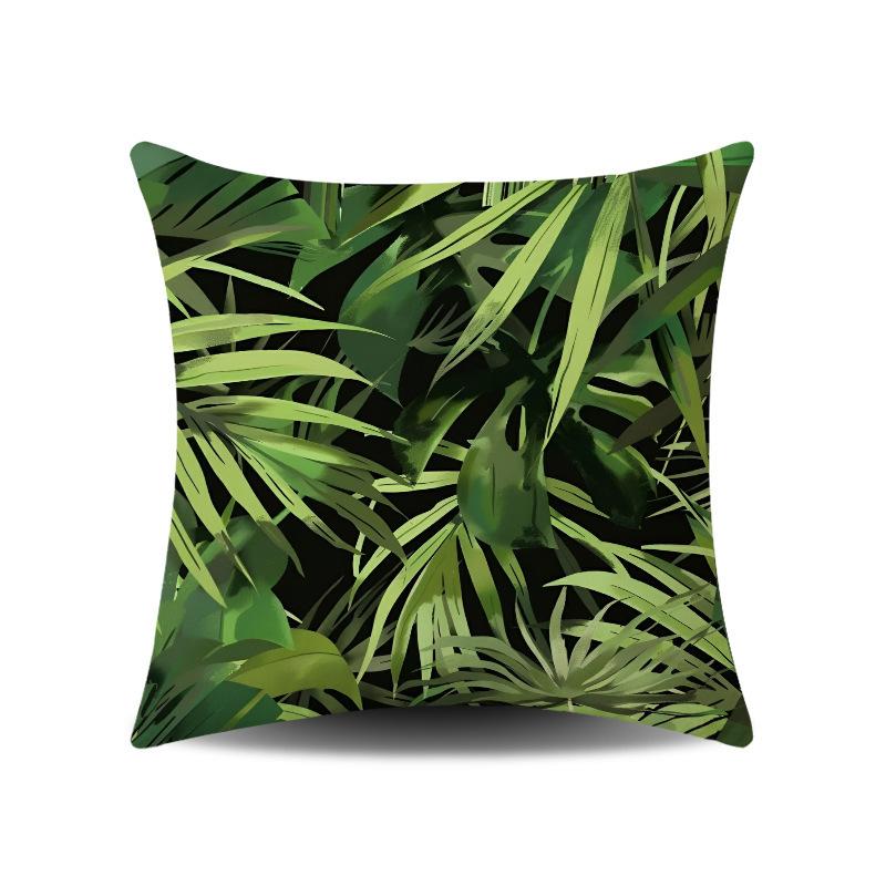 Summer Green Small Fresh Tropical Plant Digital Printing Sofa Pillow Office Car Universal Waist Cushion