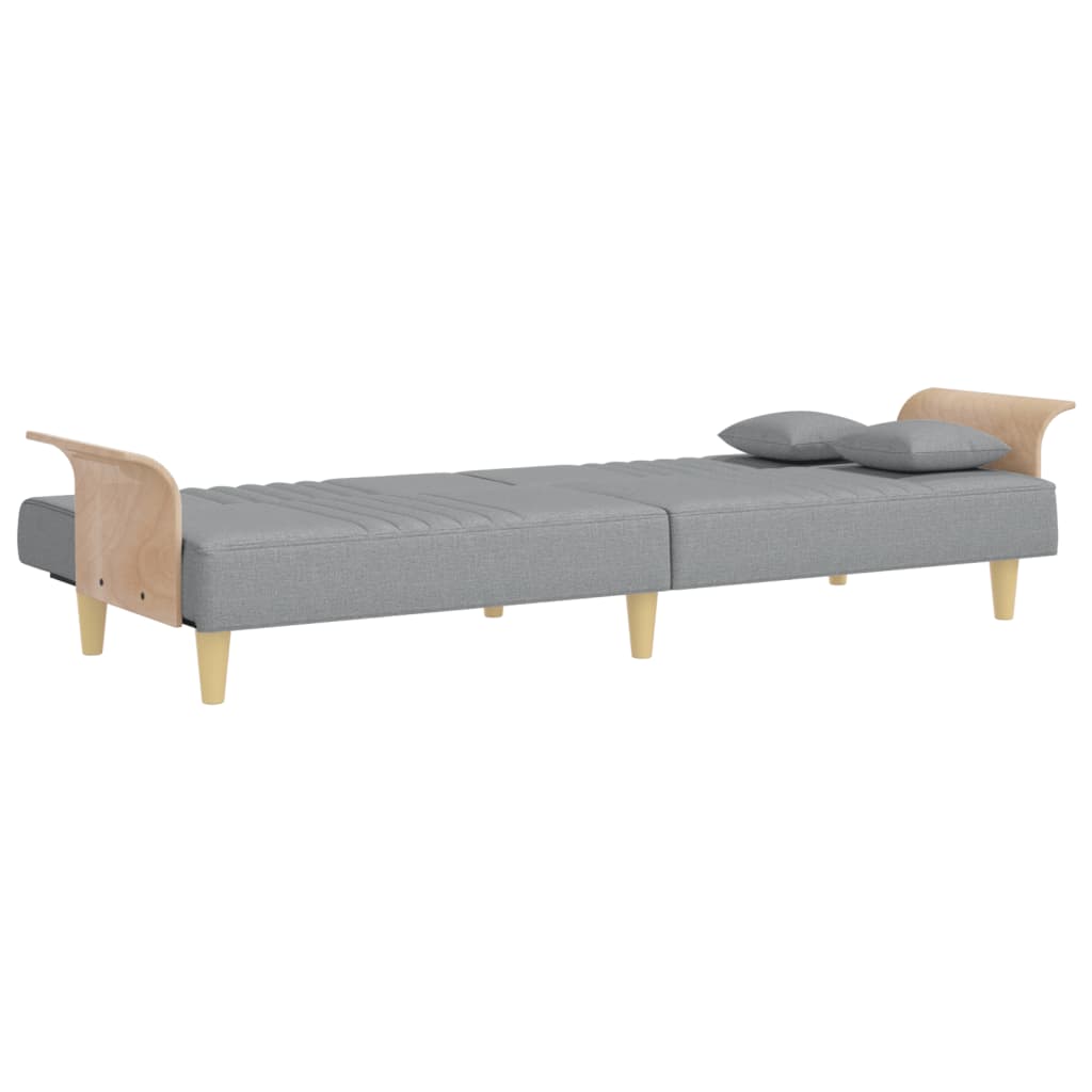 Sleeper Sofa with Armrests Light Grey Fabric