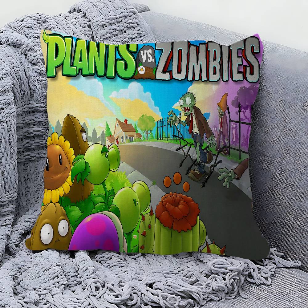 Game P-Plants Vs Z-Zombies Pillow Cushion Cover Pillowcase Living Room Sofa Home Decor Customized
