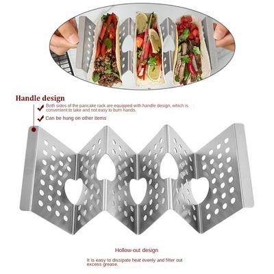 Stainless Steel Taco Holder 2/3 Grids Available On Both Sides Corn Tortilla Tray Handle Design Hollowed Out Taco Plate Kitchen