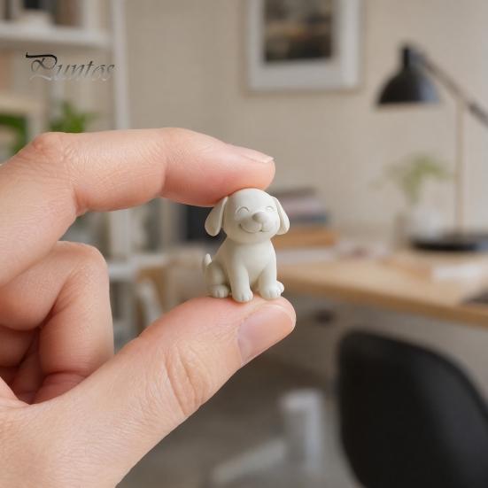 Cute Animal Sculpture Dog Figurine, 3D Printed Puppy Sculpture, Small Smile Desktop Desk Accessory Ornament for Living Room Table Decor, Gifts Lovers