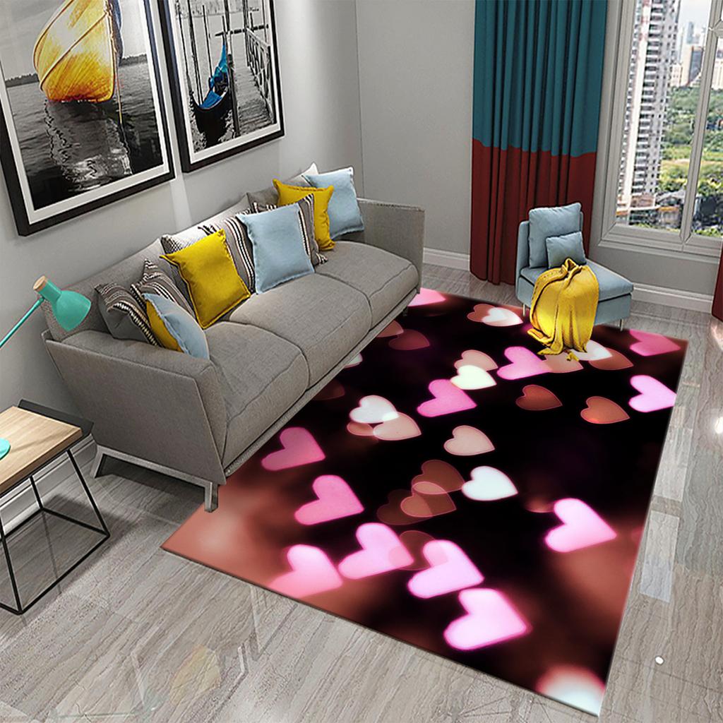 Romantic Love Heart Carpet Valentine's Day Rug Bathroom Anti Slip Floor Mat Living Room Bedroom Entrance Doormat Decor Carpet