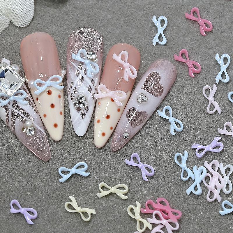 50Pcs 3D Exquisite Bow Tie Nail Art Charms Resin Ribbon Bowknot Jewelry Nail  Decoration Diy Accessories Manicure