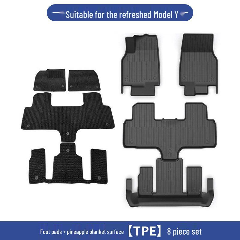 Tesla Model Y 6-Seater TPE Dirt-Resistant Floor Mats with Metal Pedals