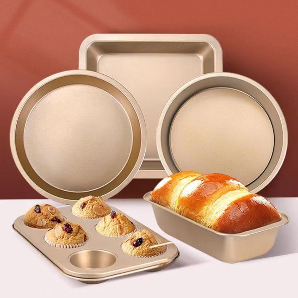 5PCS Carbon Steel Complete Baking Tray Kit Heat-resistant Cake Mold Baking Pan Set Pizza