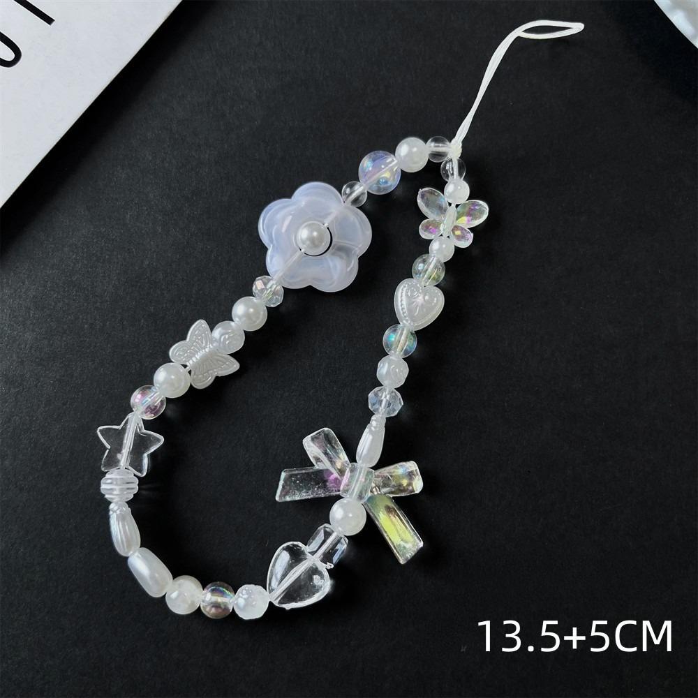 Bracelet de perles d'amour pour femmes, petit nœud en cristal frais, fleurs, amour, chaîne de téléphone portable, anti-chute, accessoires de coque de téléphone portable, DIY