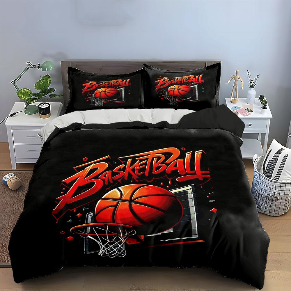 Basketball Design Three-Piece Set Kid'S And Adults' Bedroom Decor, Exquisite Three-Piece Bedding Set Gift