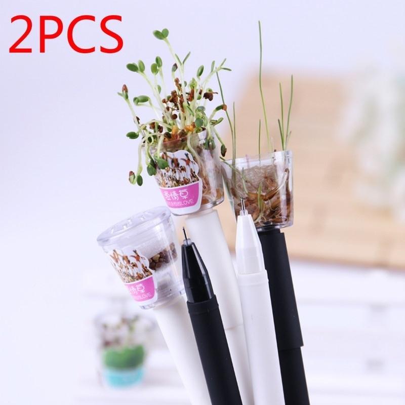 

2PCS Garden Grow Grass Gel Pen Korean Stationery Creative Gift School Supplies 0.5mm Pla