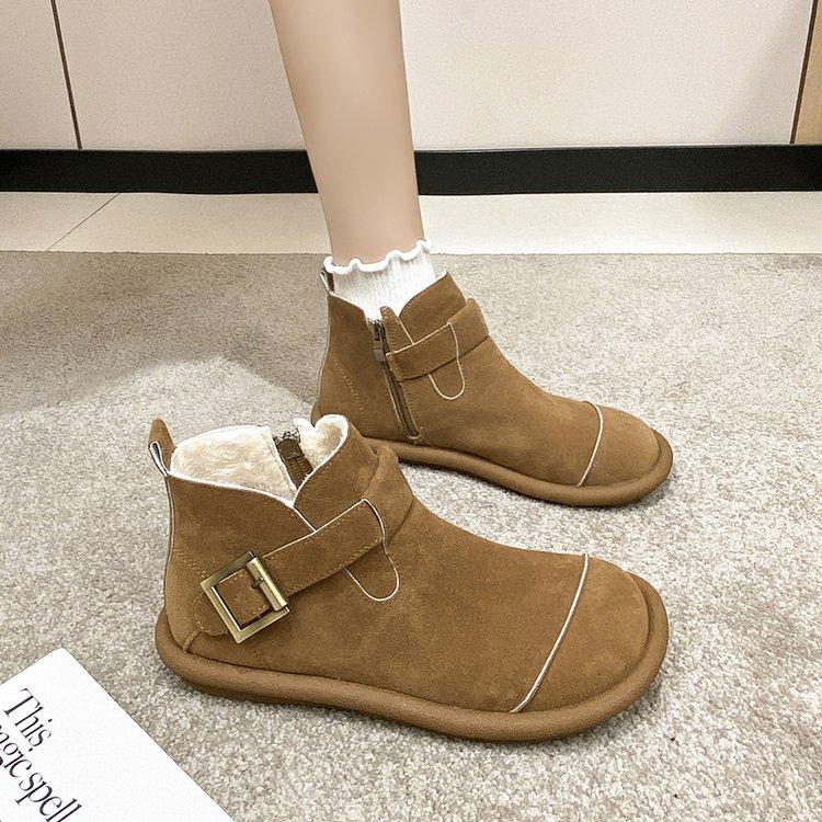 Mode Retro weiches Leder lässig College mit einer Vielzahl von Stiefeletten, Mattleder Einzelstiefel plus Samt Wärme