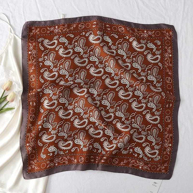 

90*90Cm Paisley Silk Satin Hair Scarf Women Kerchief Printed Female Square Bandana Neck Hijab Lady Shawls Scarves Sjaal
