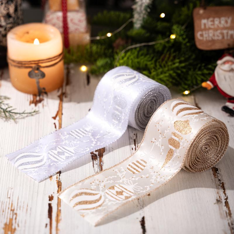 1 Roll Christmas Ribbon Diy Christmas Tree Decoration Wreath Decoration Gift Packaging Decoration Ribbon