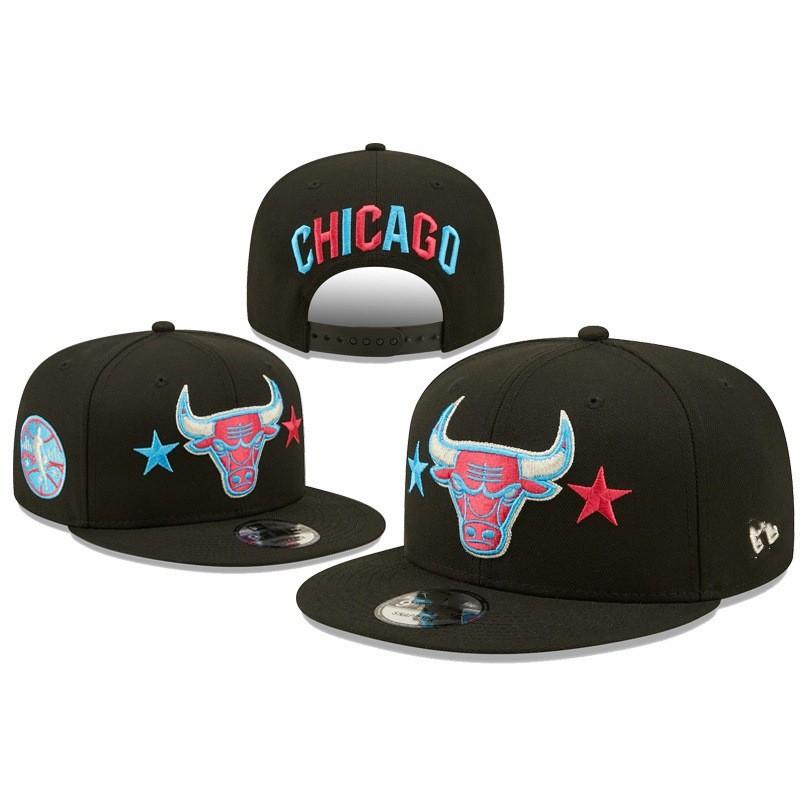 Flat Brim Embroidered Baseball Cap Adjustable Sport Sun Hat Bulls Team