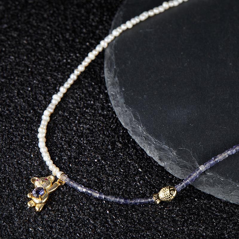 Original Design Network Earrings Jewelry S925 Sterling Silver Necklace Jewelry Women'S Natural Freshwater Pearls With Gemstone Necklace Women