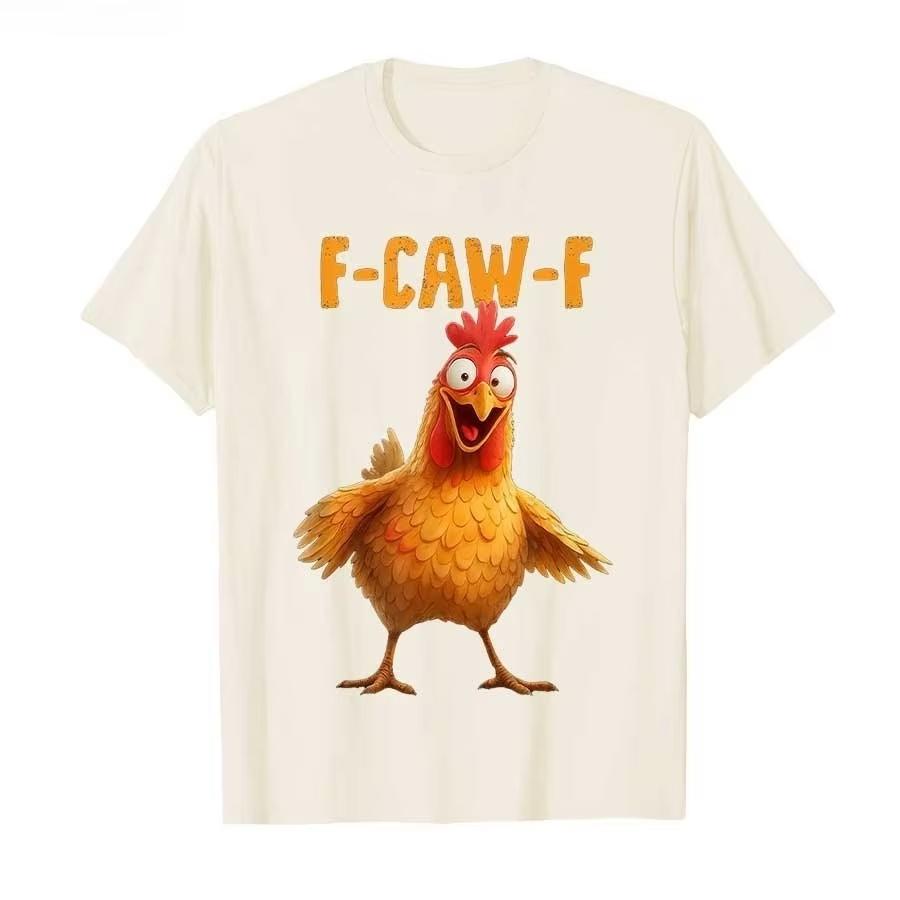 2026 FCawF Chicken Funny Adult Humor Rooster Meme Tshirts for Men Women Cotton T Shirts Short Sleeve Tops Popular Fashion