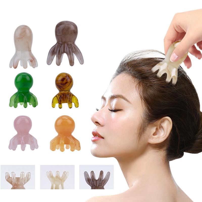 Resin Octopus Comb Head Massager Wide Tooth Meridian Scraping Scalp Brush Acupuncture SPA Gua Sha Health Deep Massage Tool