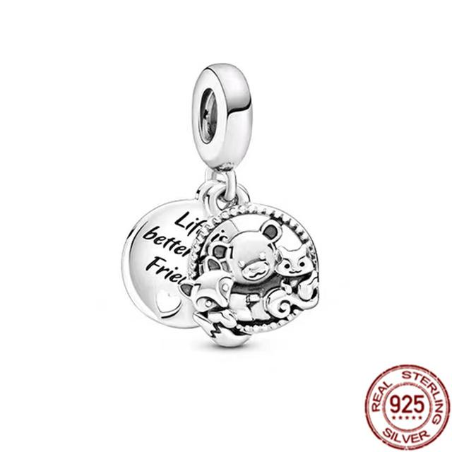 Anhänger mit mehreren Mustern für Armband/Halskette aus 925er-Sterlingsilber, Charm-Perlenschmuck, MOM, Festival