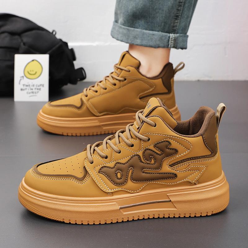 

Весенняя мужская обувь Новая дышащая обувь с высоким верхом для мужчин в корейском стиле, трендовая и универсальная белая обувь, спортивная и повседневная обувь на толстой подошве 39