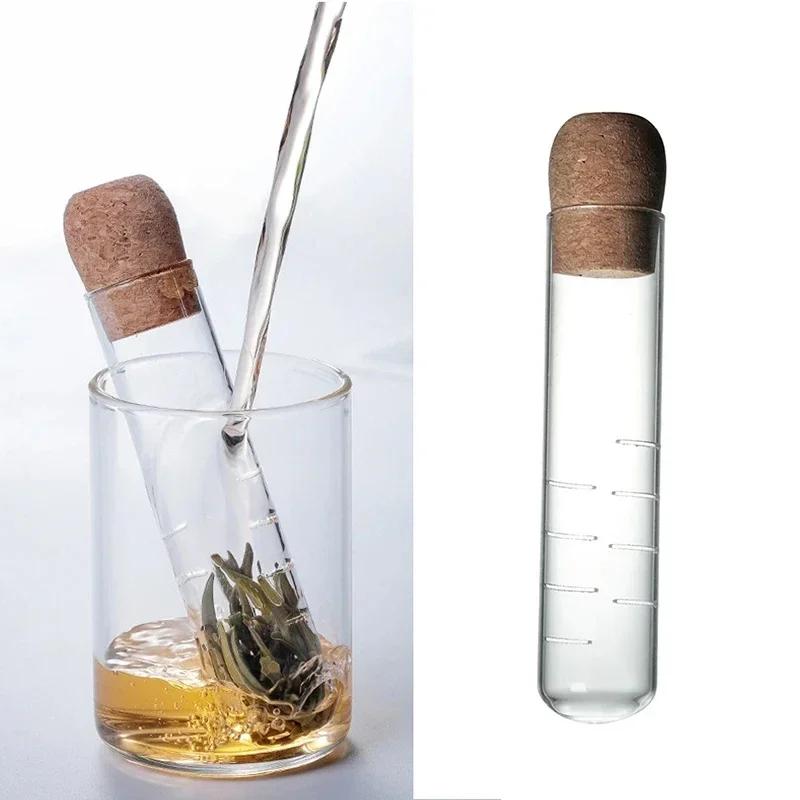 Glass Tea Infuser Empty Bottle Mini Transparent Tea Strainer Cork Glass Bottle Tube Brewing Test Tube Tea Set Kitchen Tools